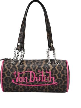 NWT Von Dutch Barrel Bag in Pink Cheetah